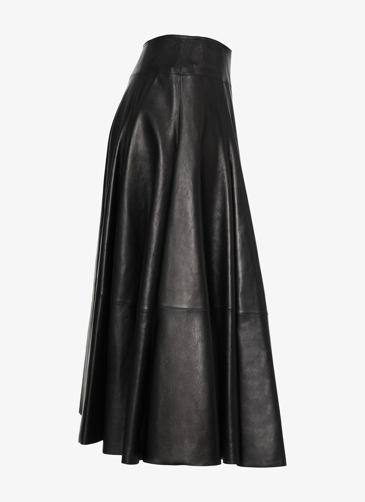 Long Flared Leather Skirt ALAÏA BLACK LONG FLARED LEATHER SKIRT